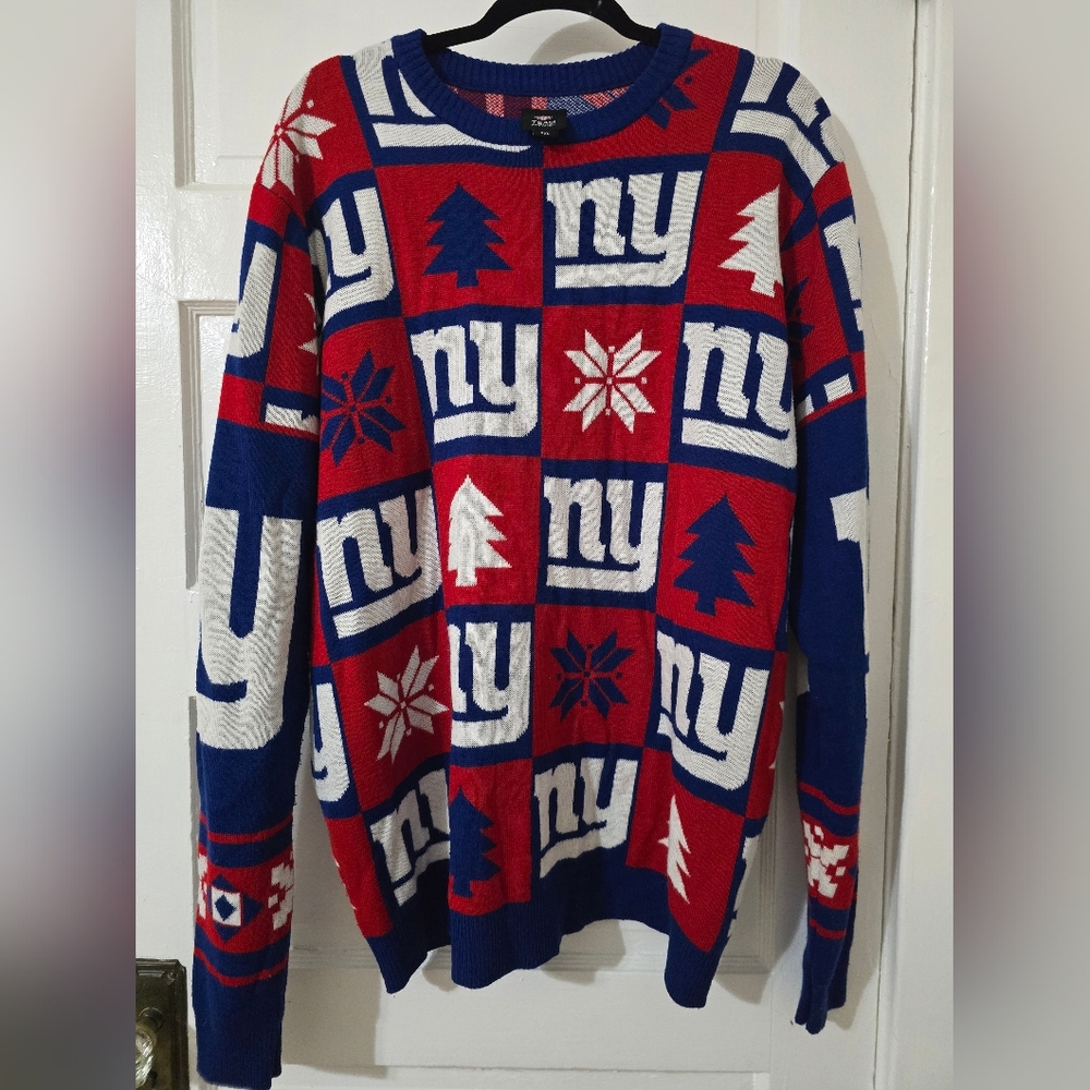 NFL NY GIANTS Red and Blue Crewneck Sweater
